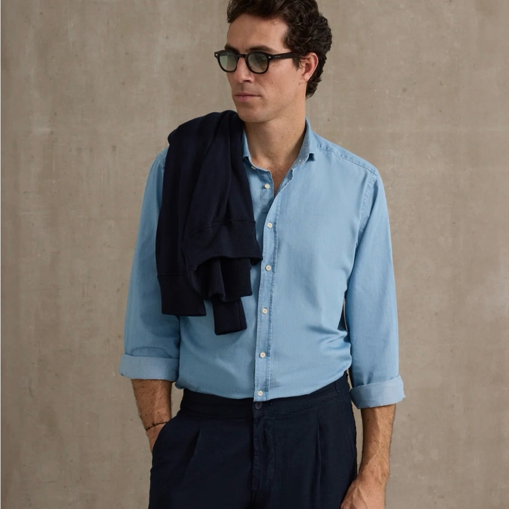 Silbon Unique Light Blue Denim Shirt